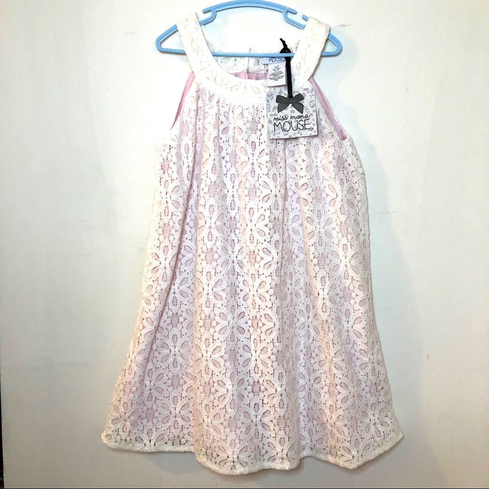 NWT MISS MONA MOUSE Girls Cream Lace Dress - lined